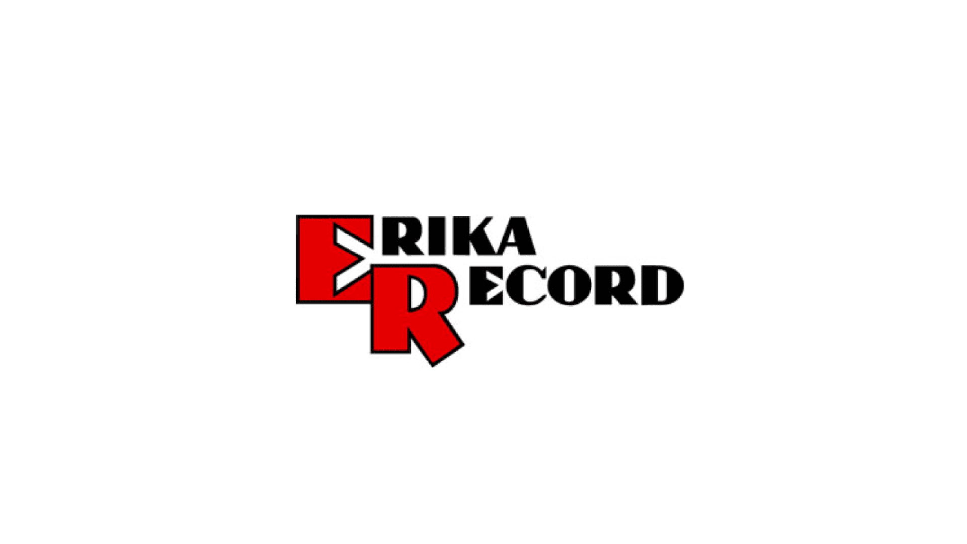 Logo with the words “Erika Record.” The large red letter “E” sits above a large red letter “R.” The rest of the words are in black, with “RIKA” to the right of “E” and “CORD” to the right of “R.”.