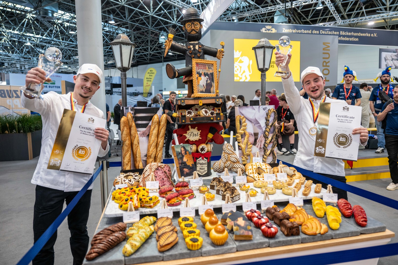 Award ceremony for the iba UIBC Cup of Bakers 2025 at iba 2025. The winning team is France with Corentin Molina and Yannis Thouys.