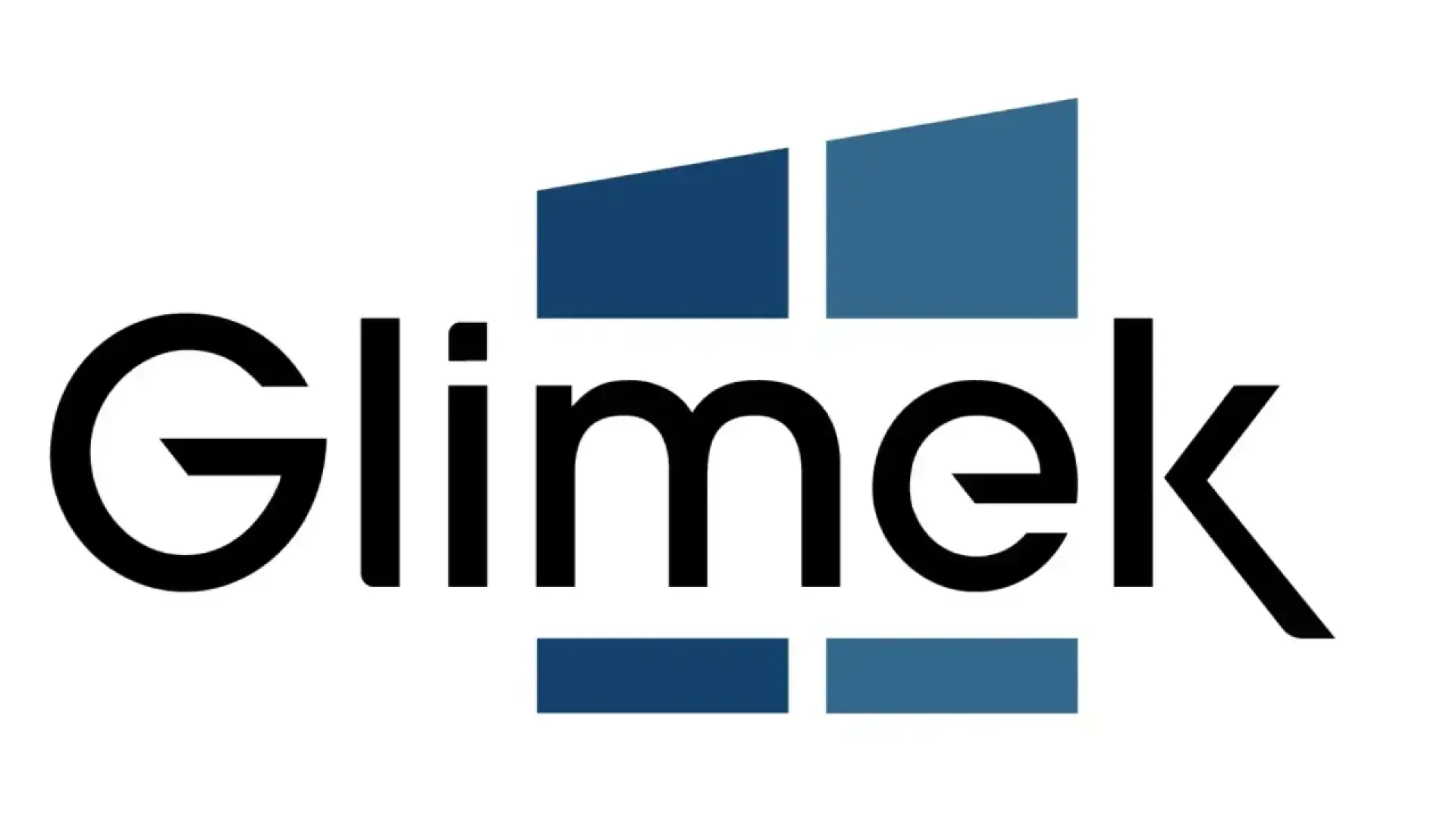 The image shows the word Glimet in black text, with a stylized blue window-like design in the background, suggesting a logo.